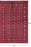 Red Bokhara Handmade Wool Rug - 4' 2" X 6' 3"