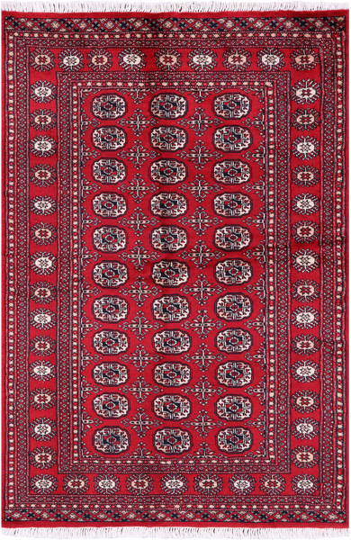 Red Bokhara Handmade Wool Rug - 4' 2" X 6' 3"