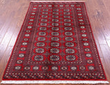 Red Bokhara Handmade Wool Rug - 4' 2" X 6' 3"
