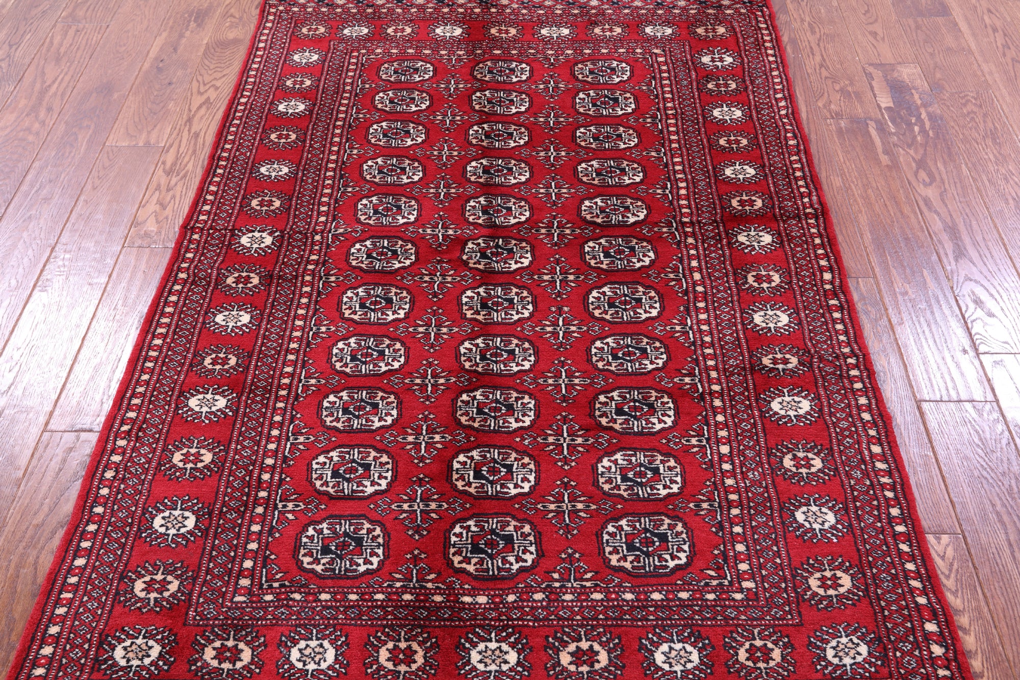 Red Bokhara Handmade Wool Rug - 4' 2" X 6' 3"