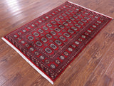 Red Bokhara Handmade Wool Rug - 4' 2" X 6' 3"
