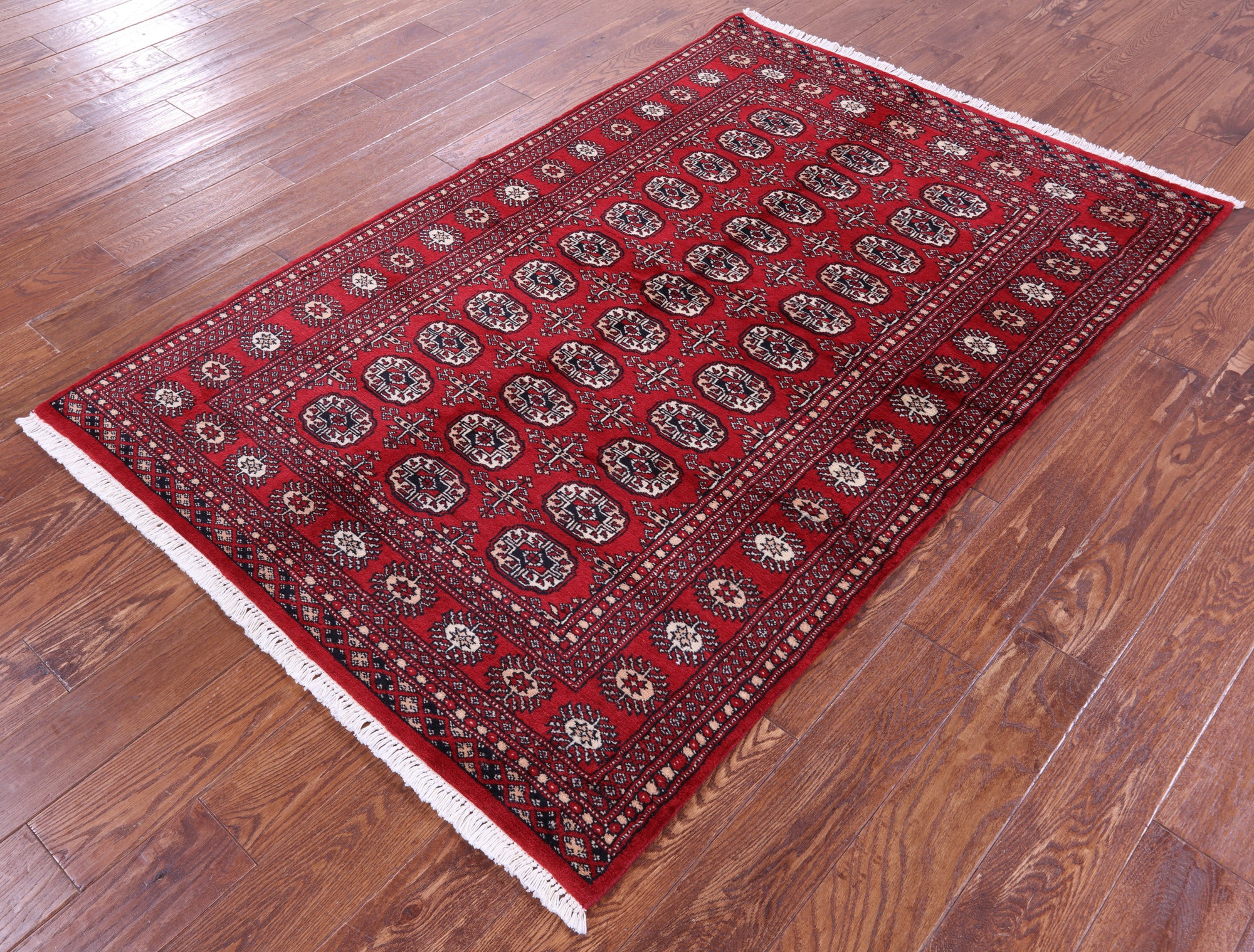 Red Bokhara Handmade Wool Rug - 4' 2" X 6' 3"