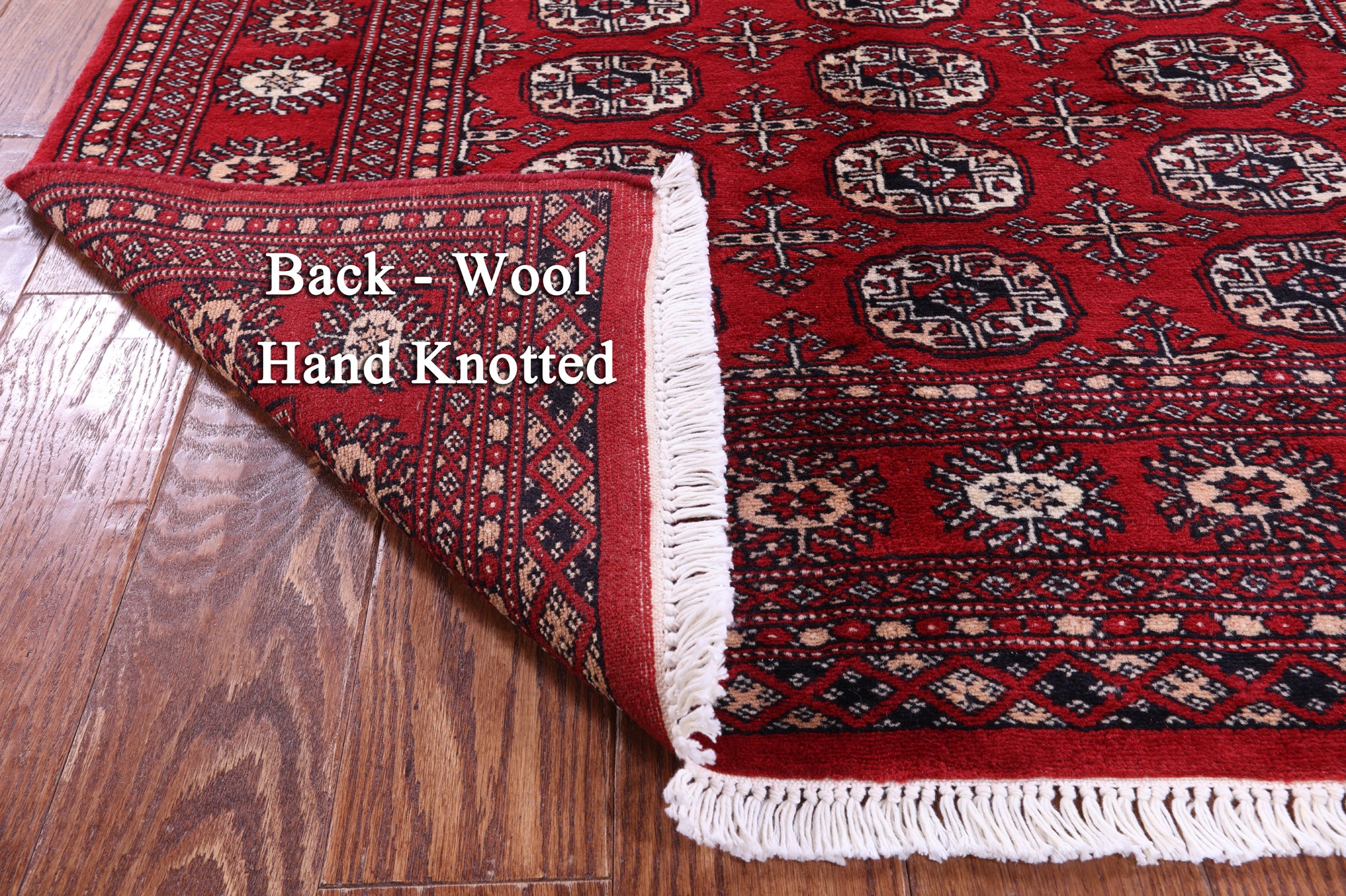 Red Bokhara Handmade Wool Rug - 4' 2" X 6' 3"