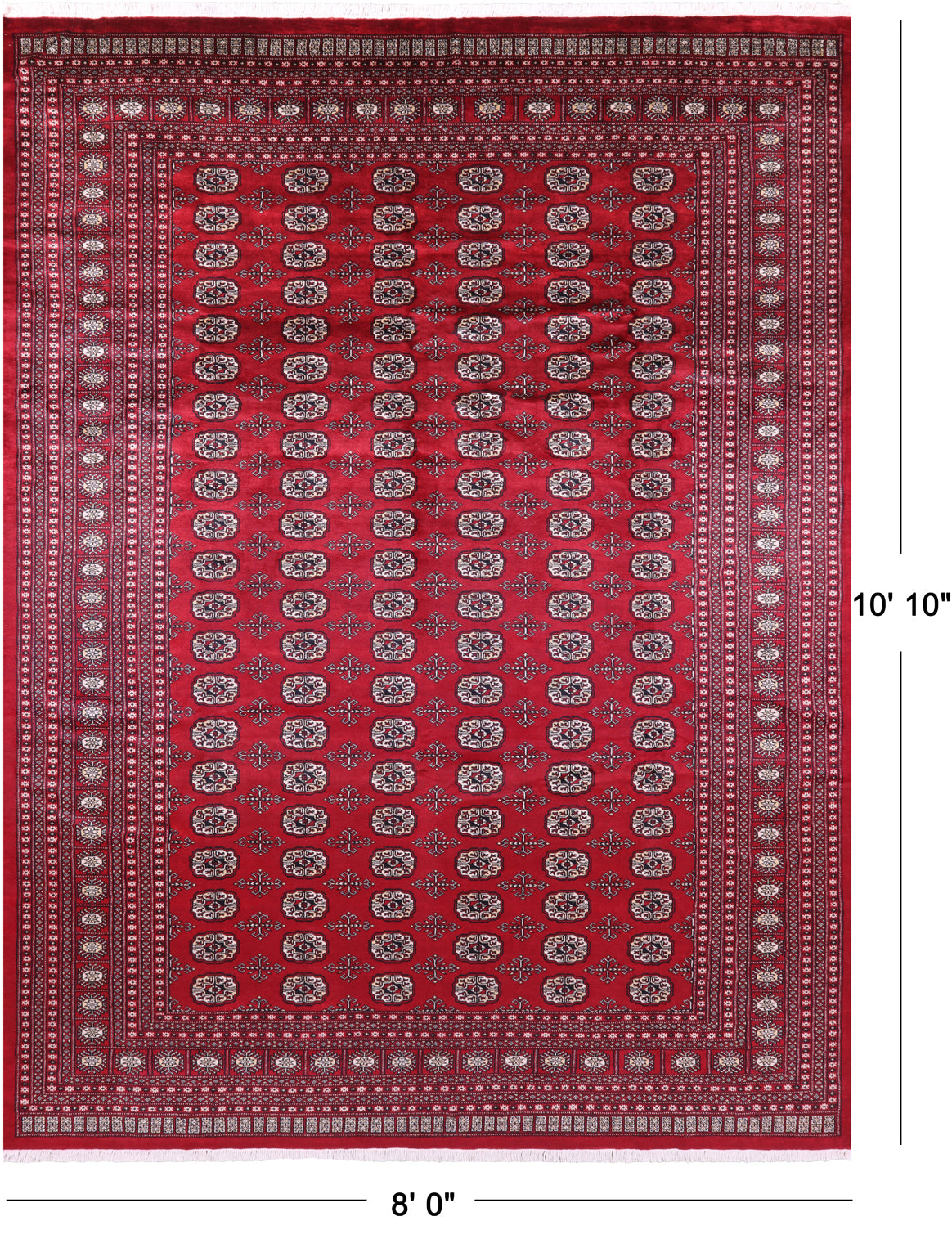 Red Bokhara Handmade Wool Rug - 8' 0" X 10' 10"