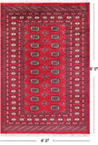 Red Bokhara Hand-Knotted Wool Rug - 4' 2" X 6' 0"