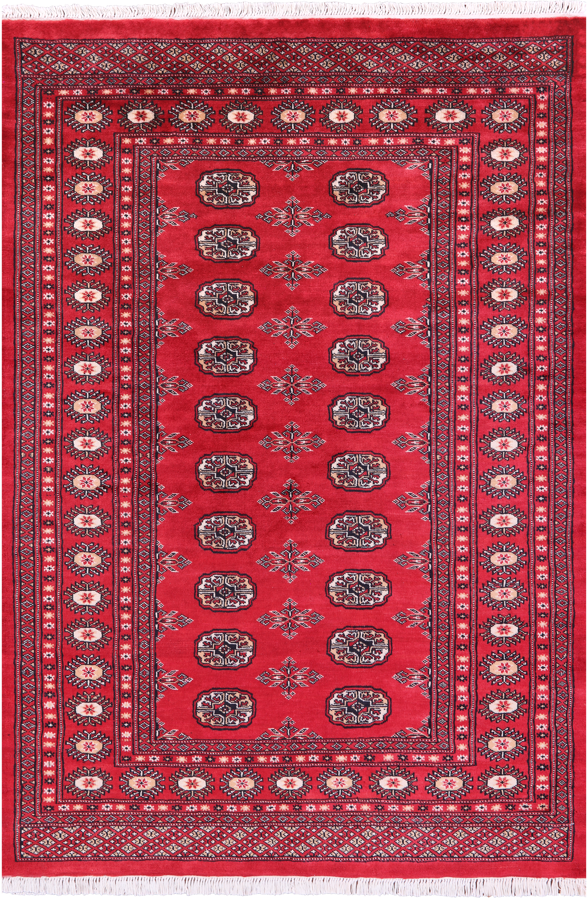 Red Bokhara Hand-Knotted Wool Rug - 4' 2" X 6' 0"