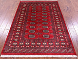 Red Bokhara Hand-Knotted Wool Rug - 4' 2" X 6' 0"
