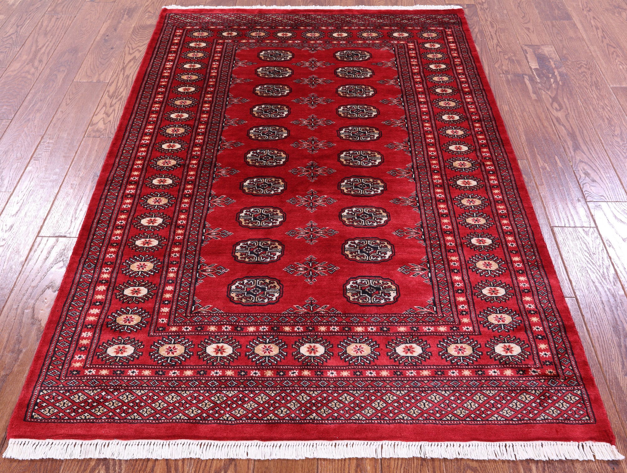 Red Bokhara Hand-Knotted Wool Rug - 4' 2" X 6' 0"
