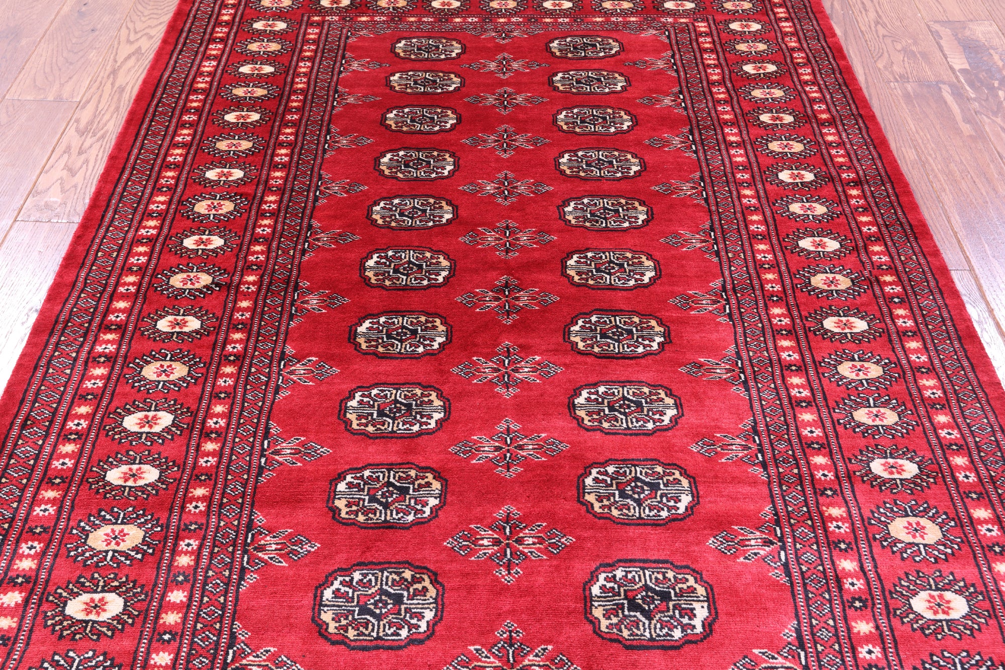 Red Bokhara Hand-Knotted Wool Rug - 4' 2" X 6' 0"