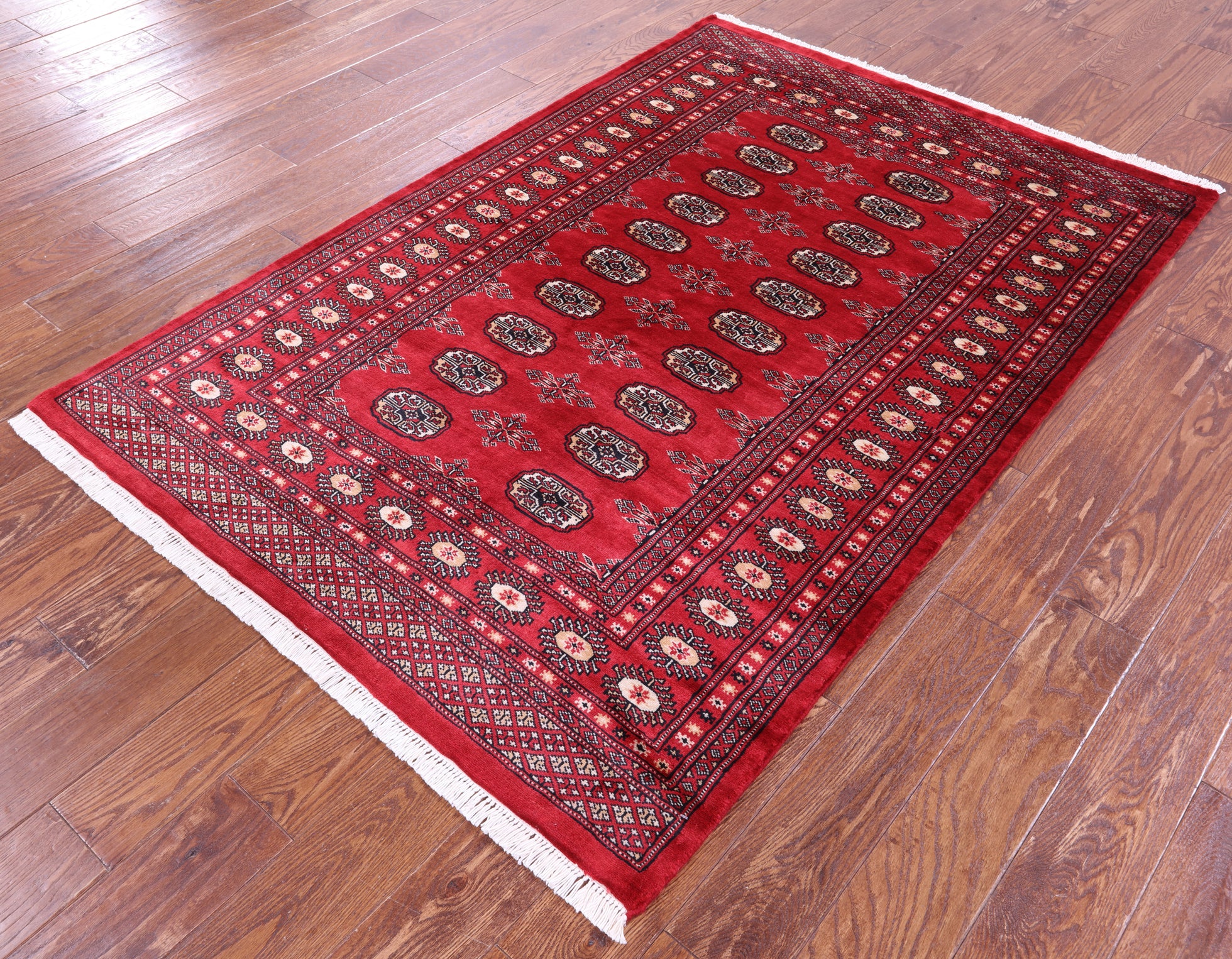 Red Bokhara Hand-Knotted Wool Rug - 4' 2" X 6' 0"