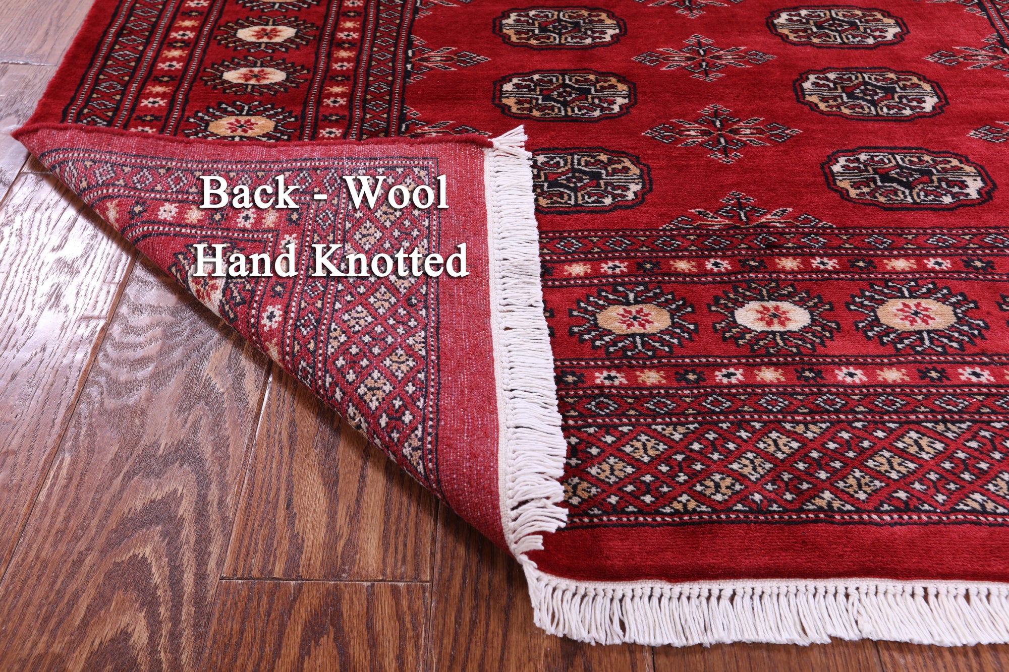 Red Bokhara Hand-Knotted Wool Rug - 4' 2" X 6' 0"