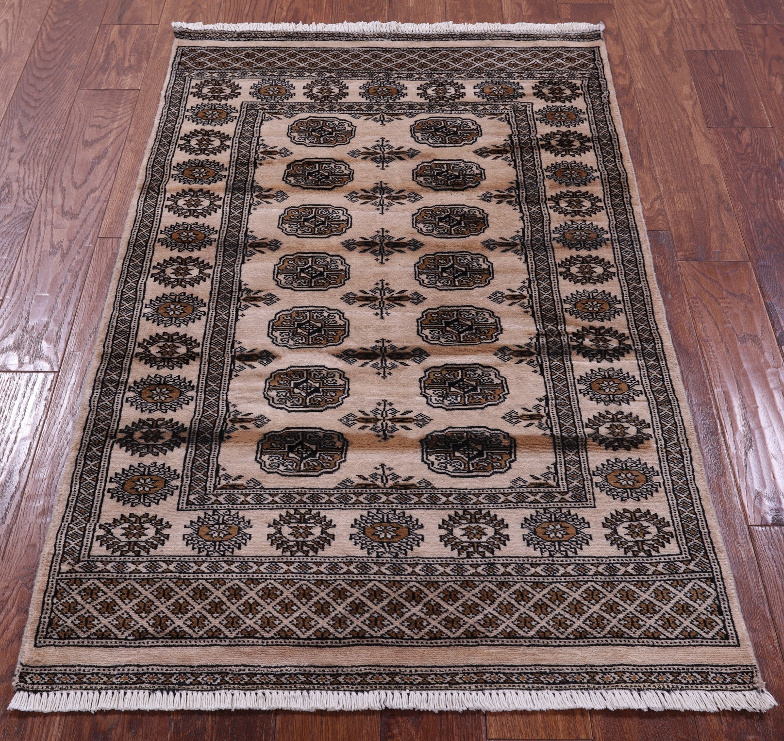 Ivory Bokhara Hand-Knotted Wool Rug - 3' 0" X 5' 0"