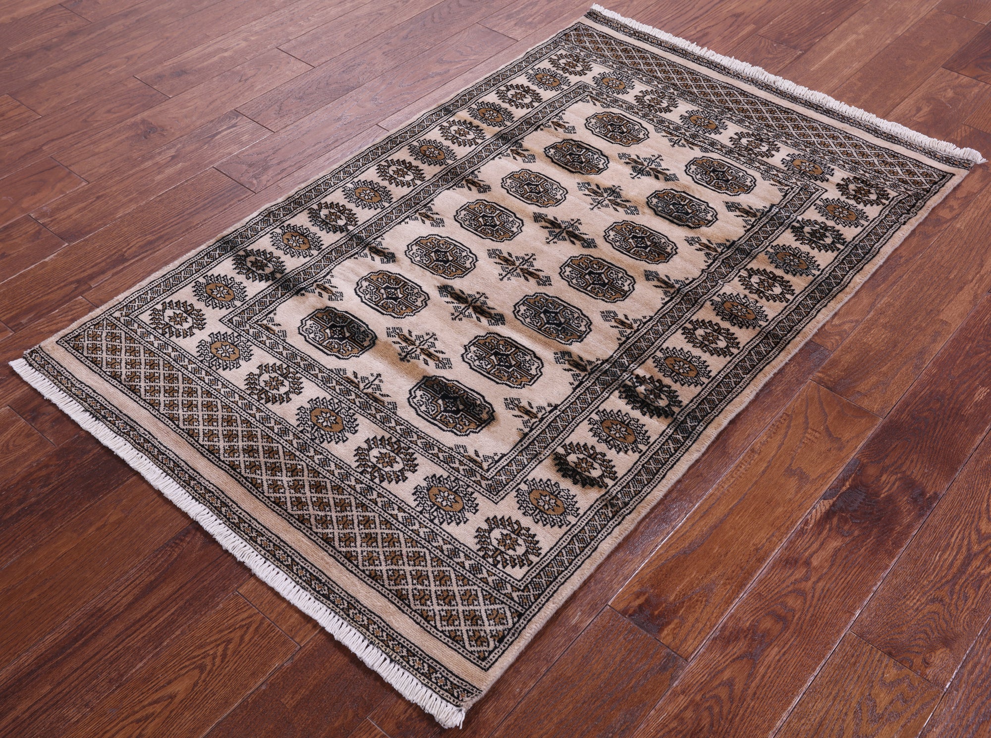 Ivory Bokhara Hand-Knotted Wool Rug - 3' 0" X 5' 0"