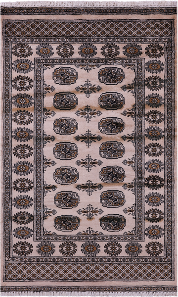 Ivory Bokhara Hand-Knotted Wool Rug - 3' 0" X 5' 0"