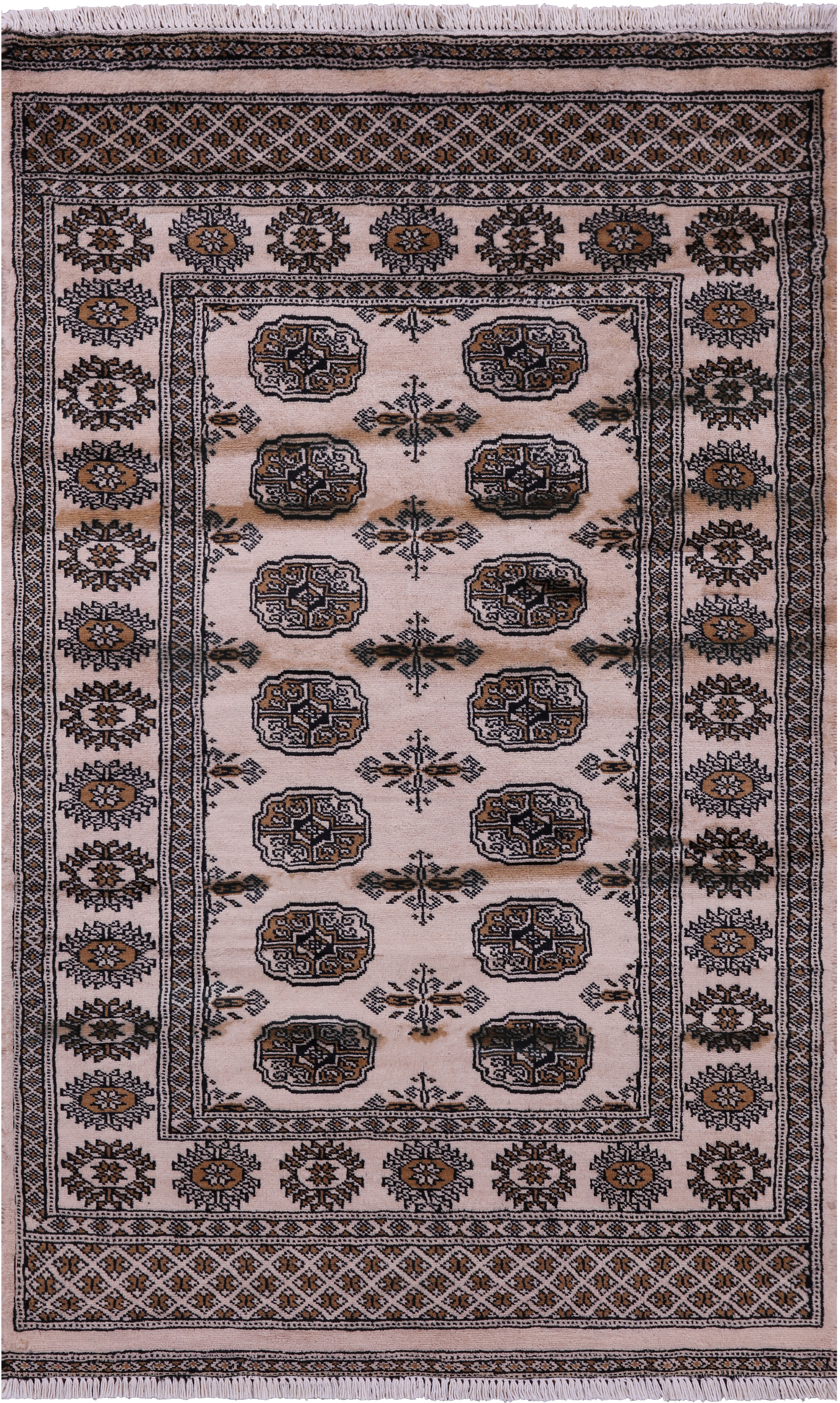 Ivory Bokhara Hand-Knotted Wool Rug - 3' 0" X 5' 0"