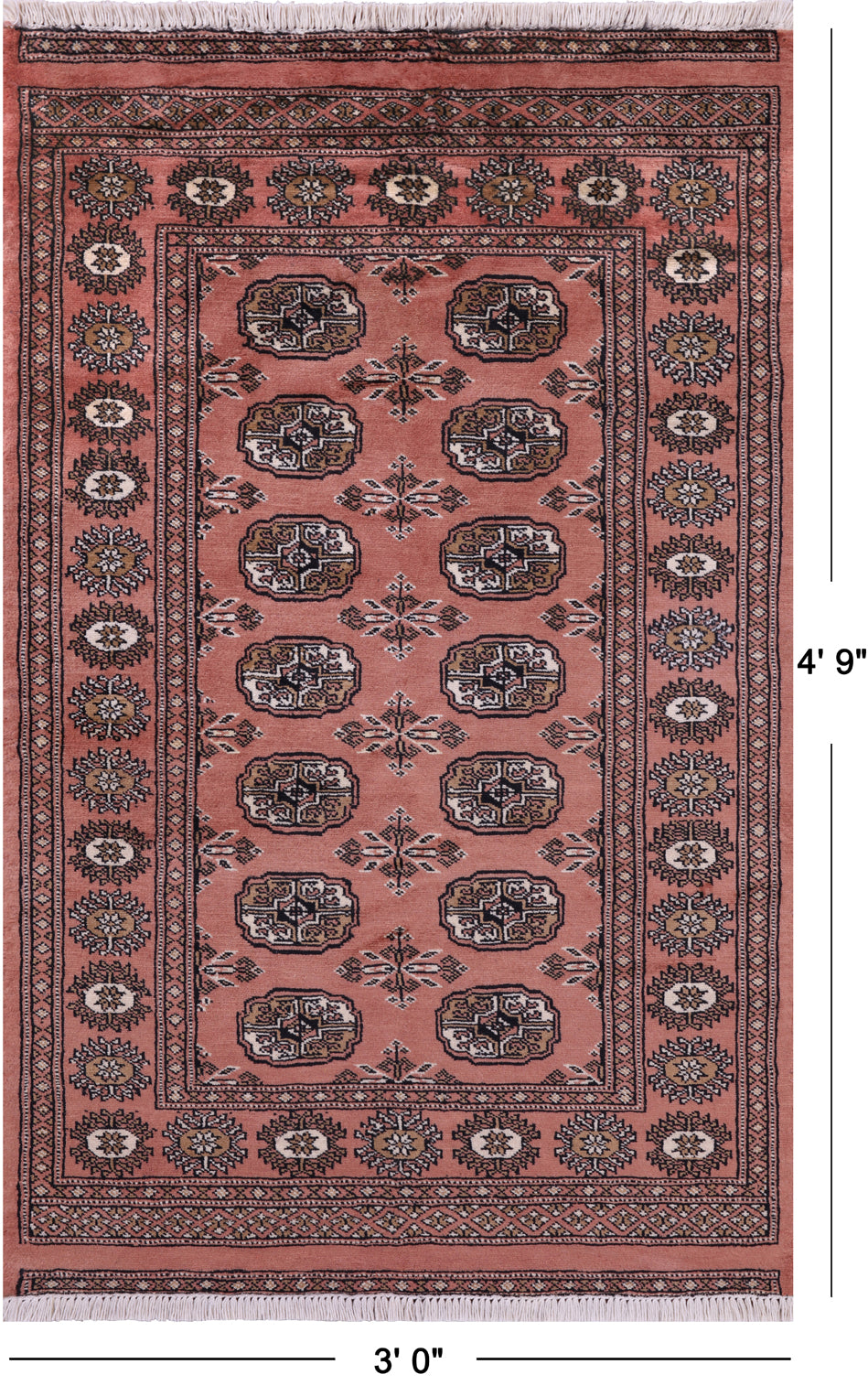 Rust Bokhara Handmade Wool Rug - 3' 0" X 4' 9"