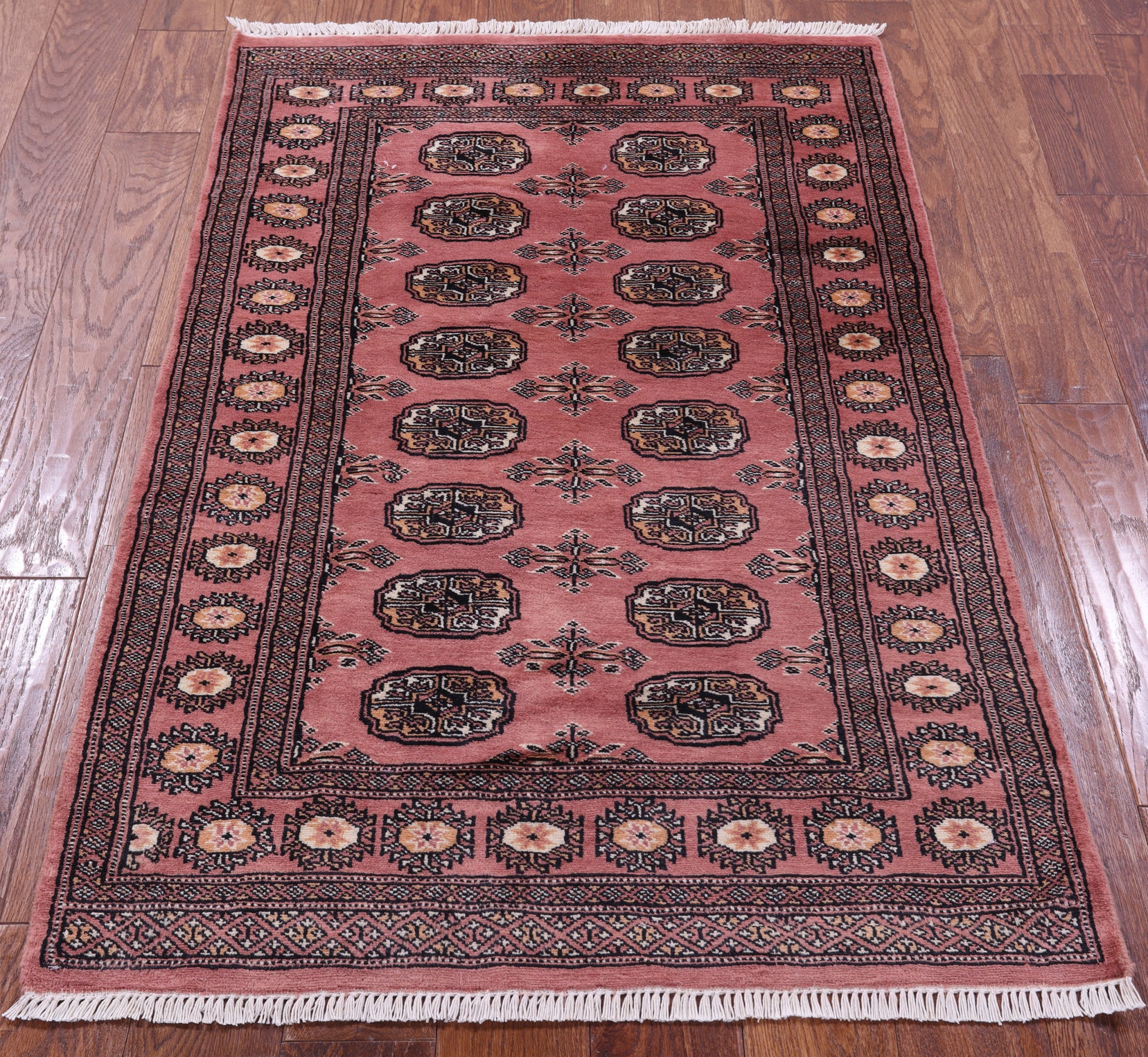 Pink Bokhara Hand-Knotted Wool Rug - 3' 1" X 4' 8"