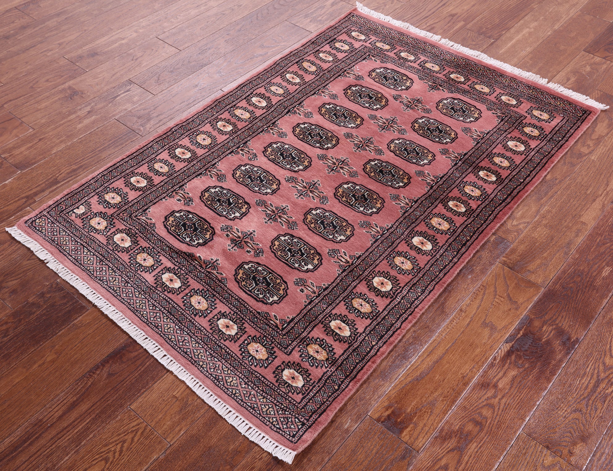 Pink Bokhara Hand-Knotted Wool Rug - 3' 1" X 4' 8"