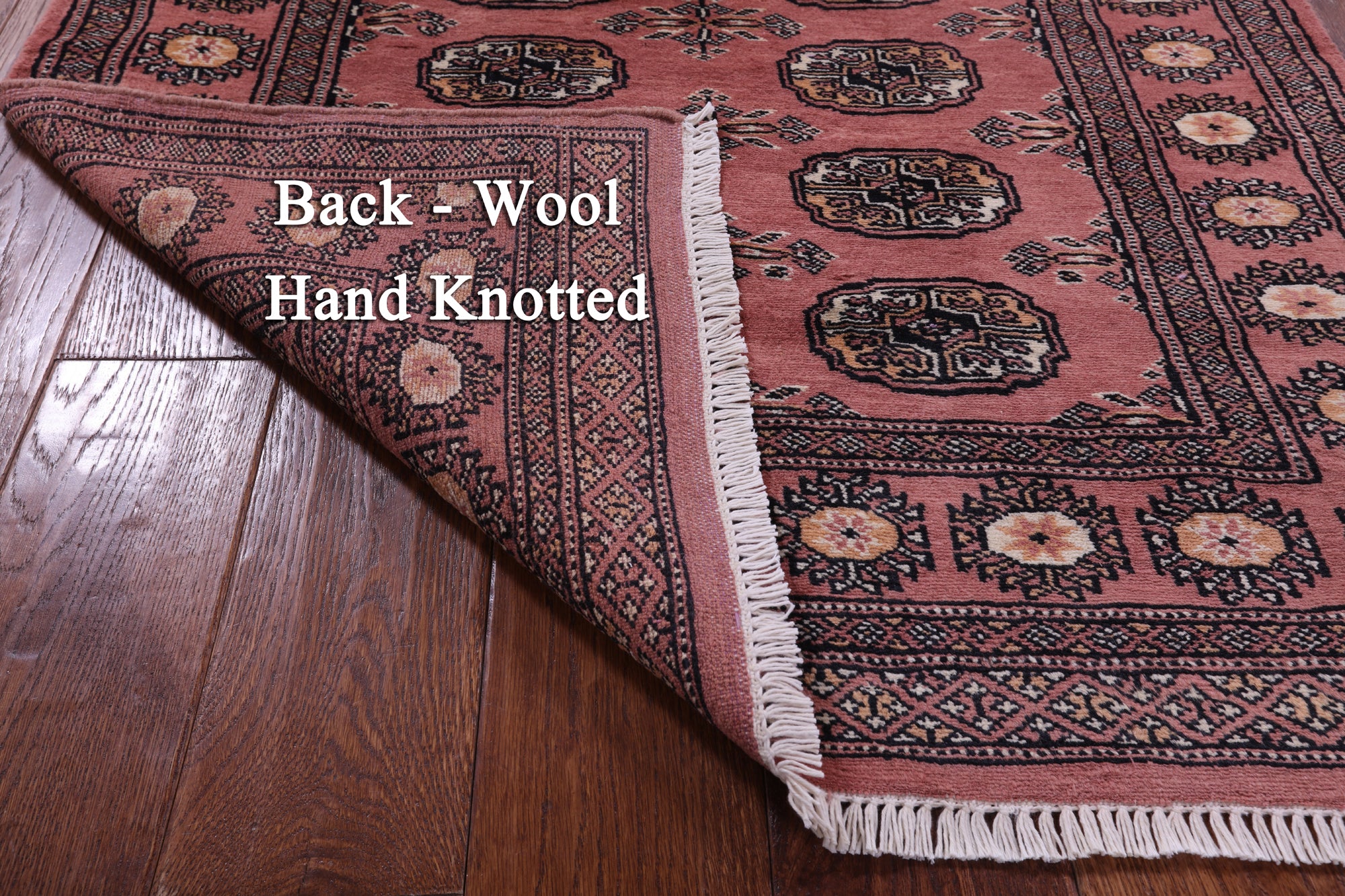 Pink Bokhara Hand-Knotted Wool Rug - 3' 1" X 4' 8"