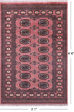 Pink Bokhara Hand-Knotted Wool Rug - 3' 1" X 4' 8"
