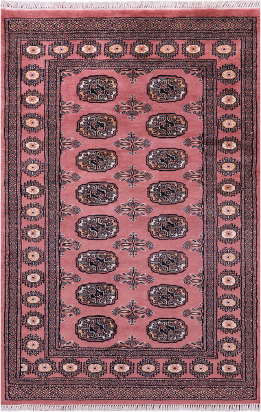 Pink Bokhara Hand-Knotted Wool Rug - 3' 1" X 4' 8"
