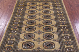 Olive Green Bokhara Hand-Knotted Wool Rug - 3' 1" X 4' 10"