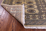 Olive Green Bokhara Hand-Knotted Wool Rug - 3' 1" X 4' 10"