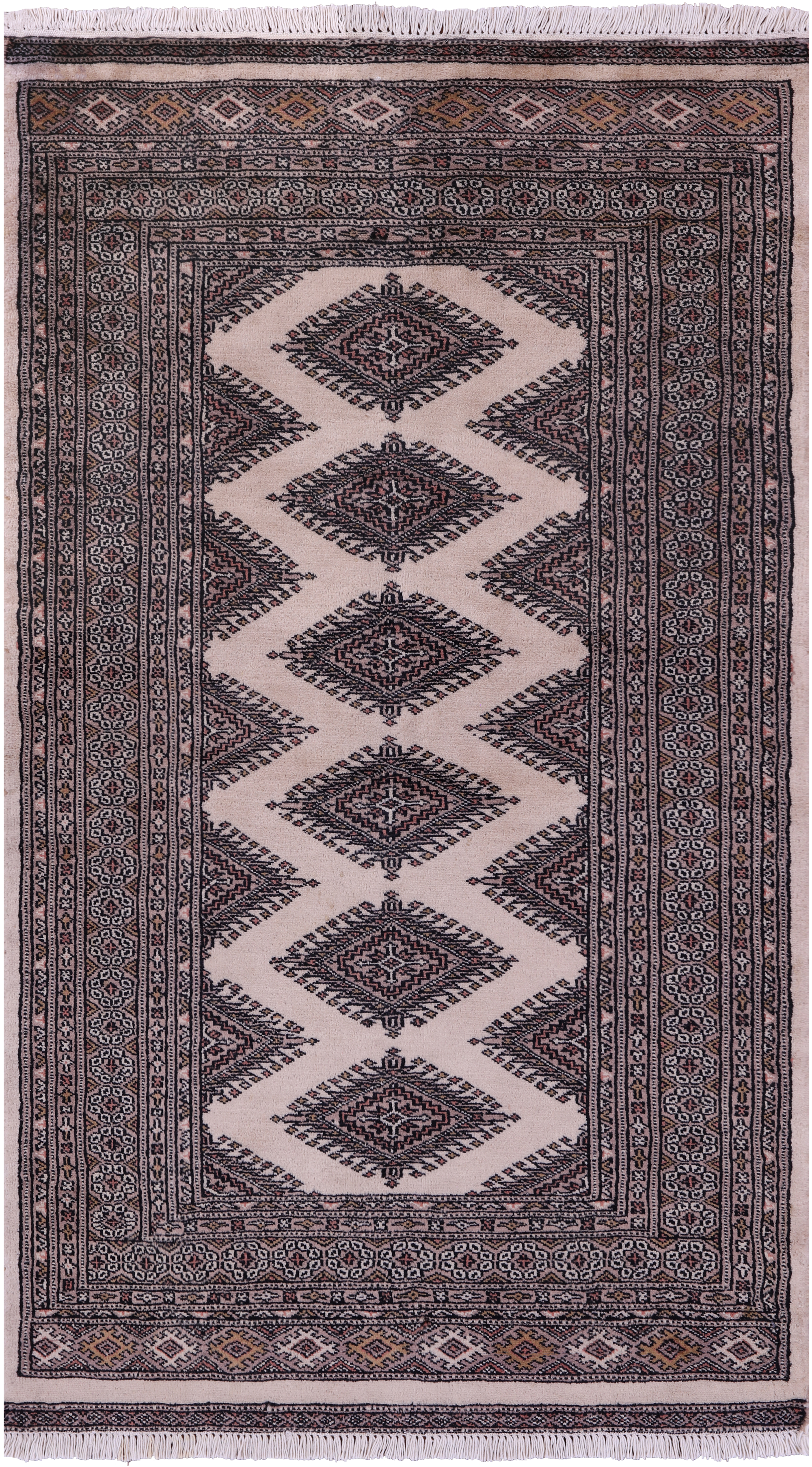 Ivory Bokhara Hand-Knotted Wool Rug - 3' 1" X 5' 2"