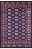 Navy Blue Bokhara Handmade Wool Rug - 4' 4" X 6' 3"