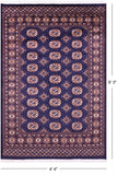 Navy Blue Bokhara Handmade Wool Rug - 4' 4" X 6' 3"