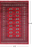 Red Bokhara Handmade Wool Rug - 4' 0" X 5' 10"