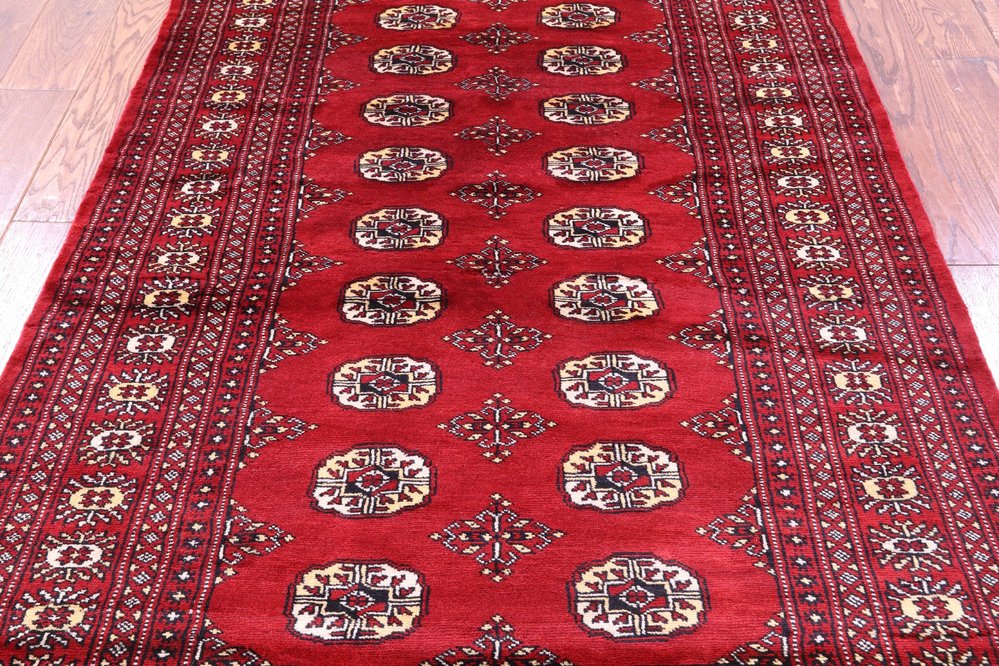 Red Bokhara Handmade Wool Rug - 4' 0" X 5' 10"