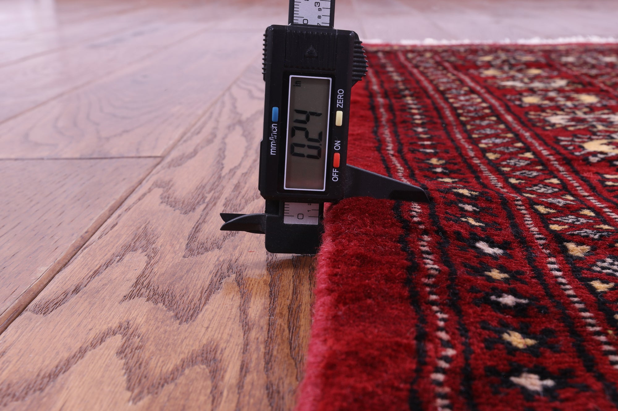 Red Bokhara Handmade Wool Rug - 4' 0" X 5' 10"