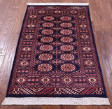 Navy Blue Signed Bokhara Handmade Wool Rug - 2' 6" X 4' 1"