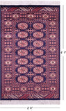 Navy Blue Signed Bokhara Handmade Wool Rug - 2' 6" X 4' 1"