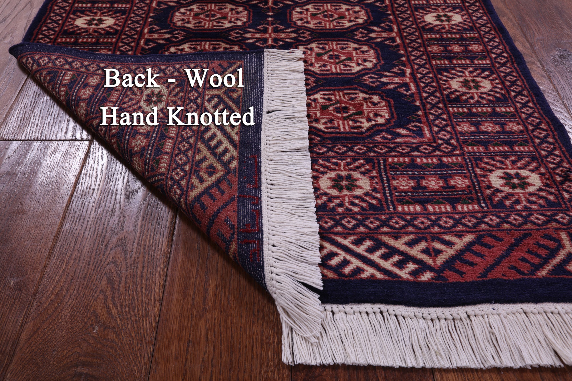 Navy Blue Signed Bokhara Handmade Wool Rug - 2' 6" X 4' 1"