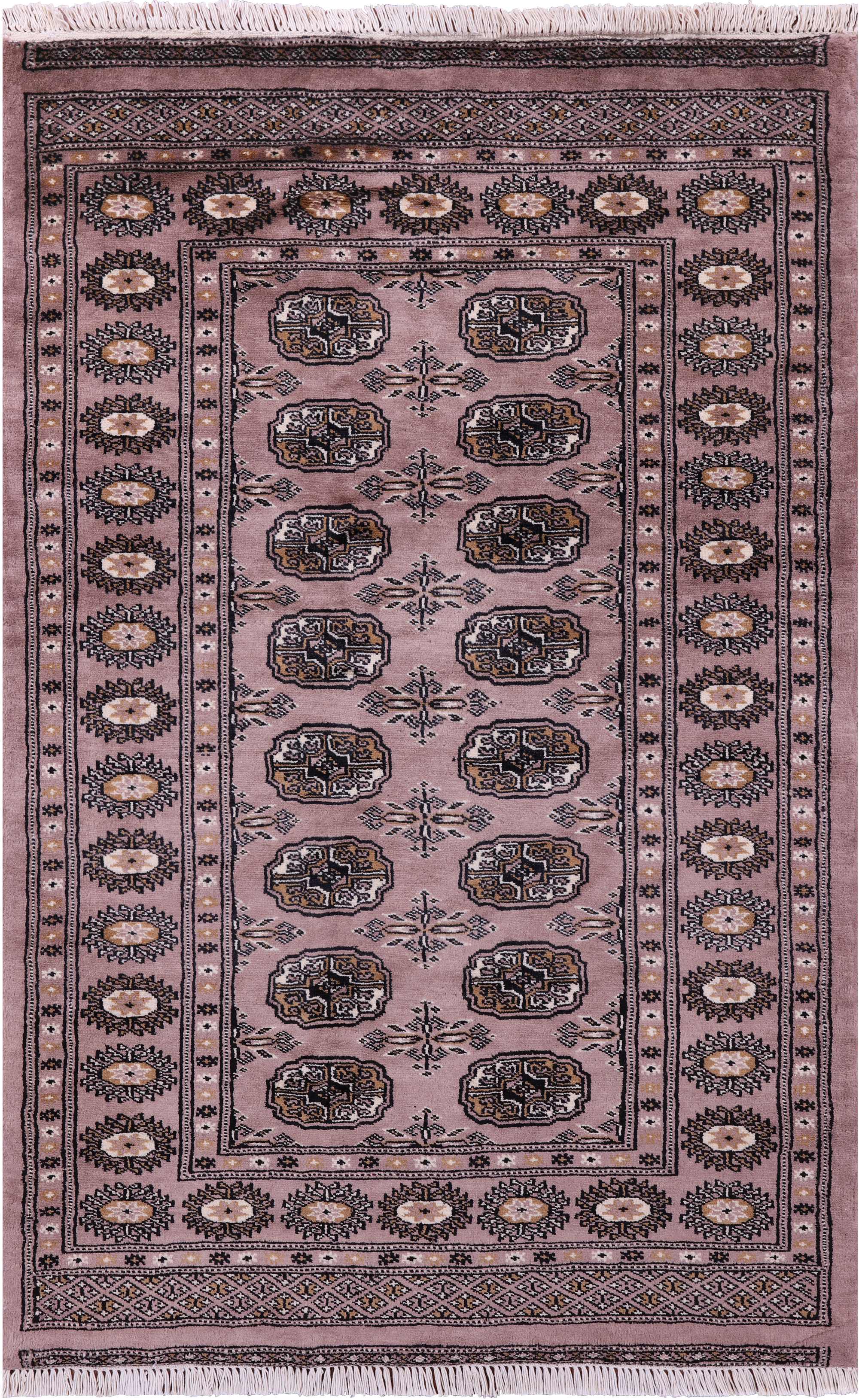 Brown Bokhara Handmade Wool Rug - 3' 2" X 4' 9"