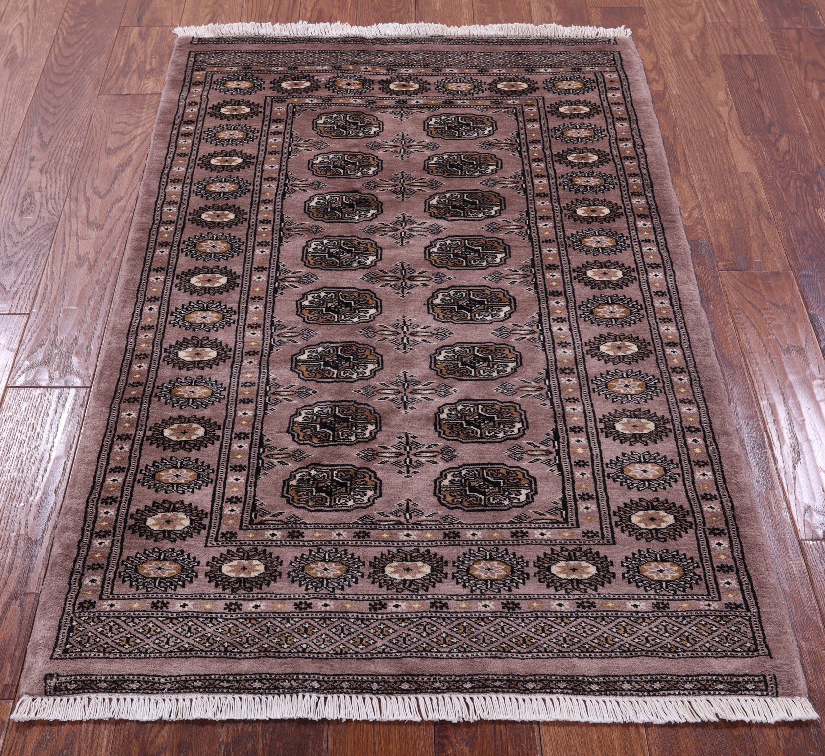 Brown Bokhara Handmade Wool Rug - 3' 2" X 4' 9"