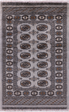 Grey Bokhara Hand-Knotted Wool Rug - 3' 0" X 4' 7"