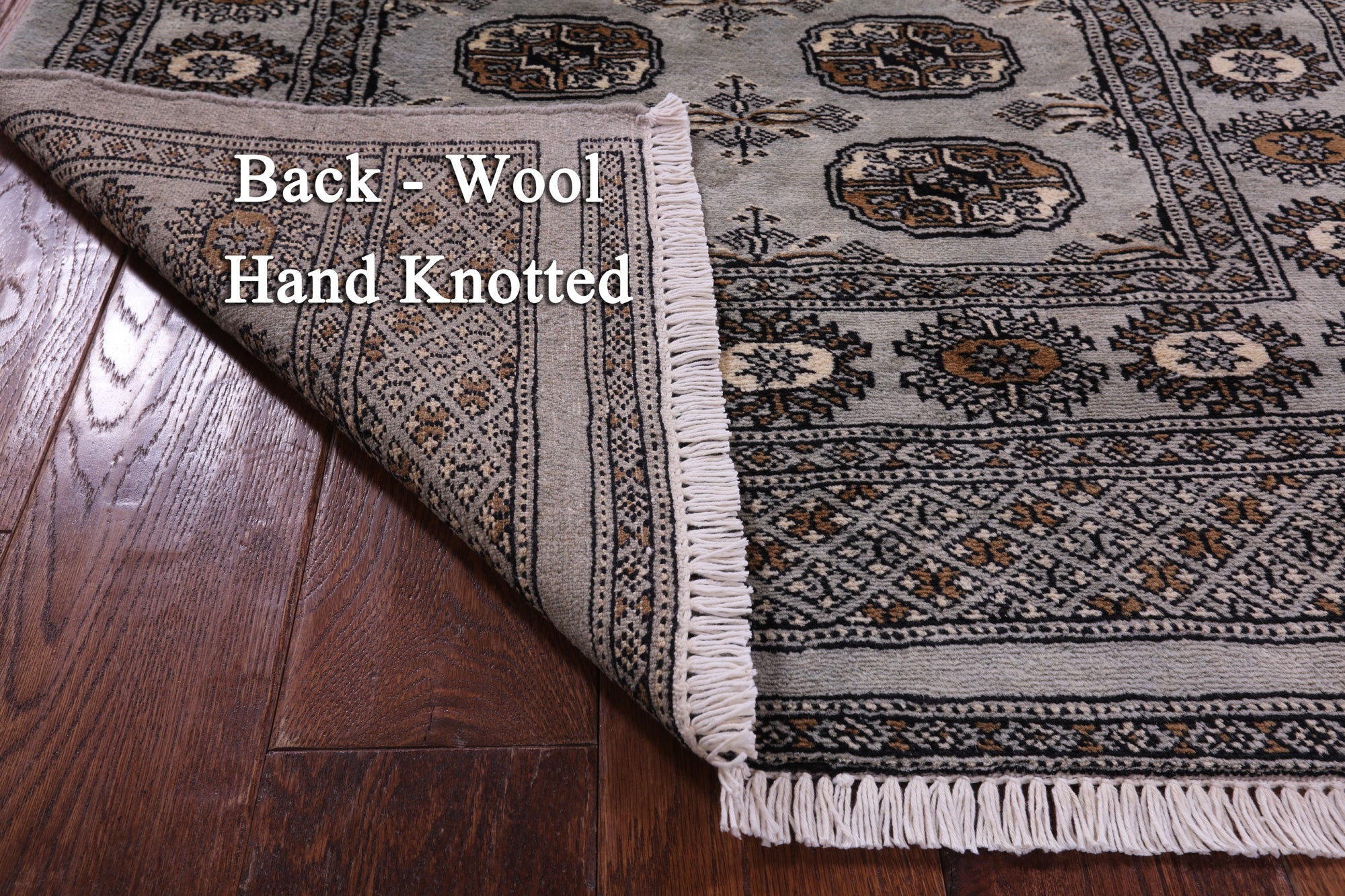 Grey Bokhara Hand-Knotted Wool Rug - 3' 0" X 4' 7"