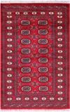 Red Bokhara Handmade Wool Rug - 3' 2" X 4' 10"