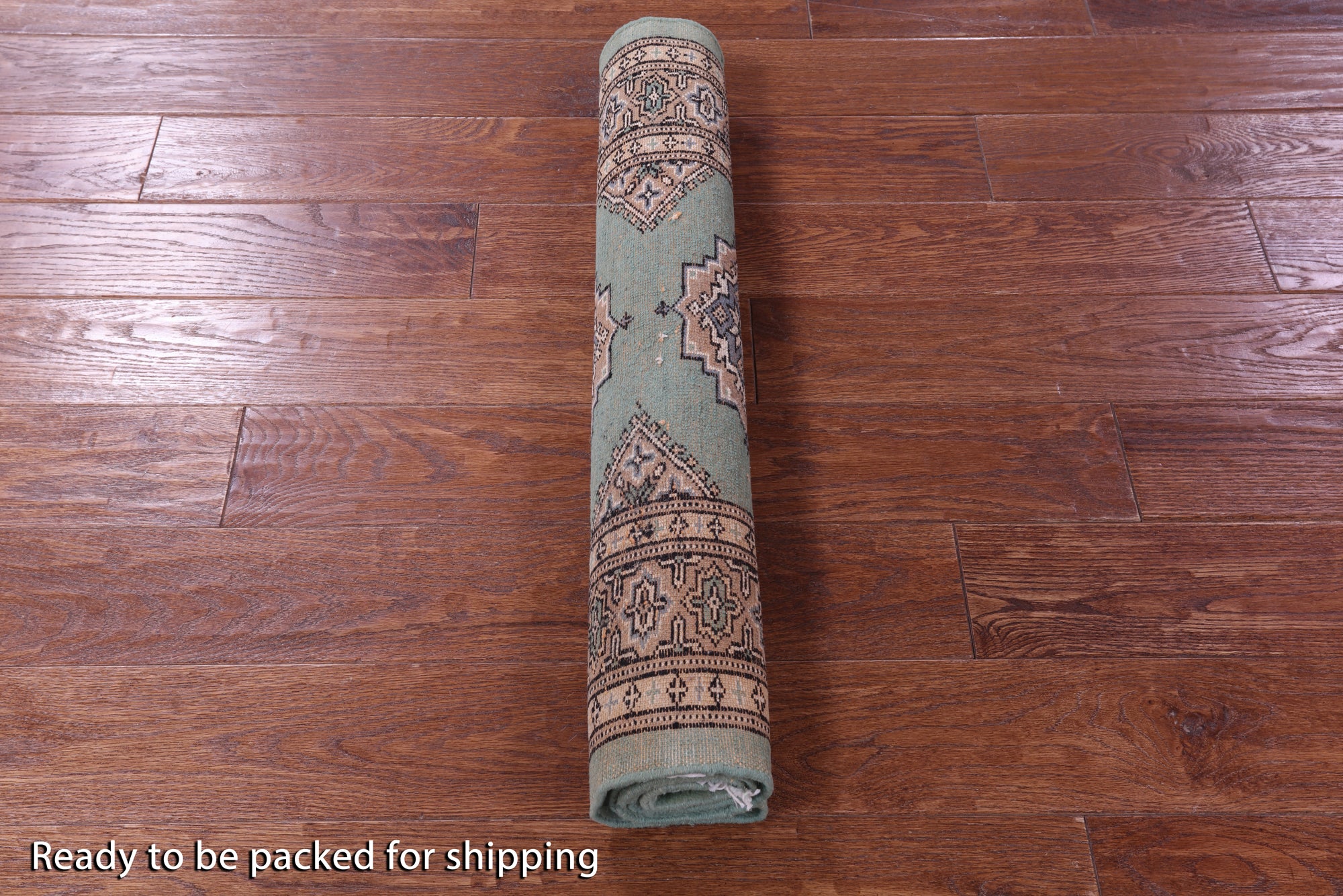 Green Bokhara Handmade Wool Rug - 2' 8" X 3' 10"