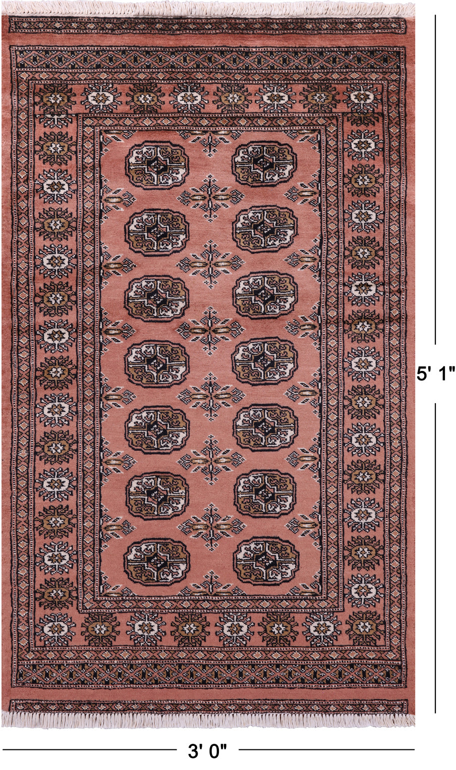 Rust Bokhara Handmade Wool Rug - 3' 0" X 5' 1"