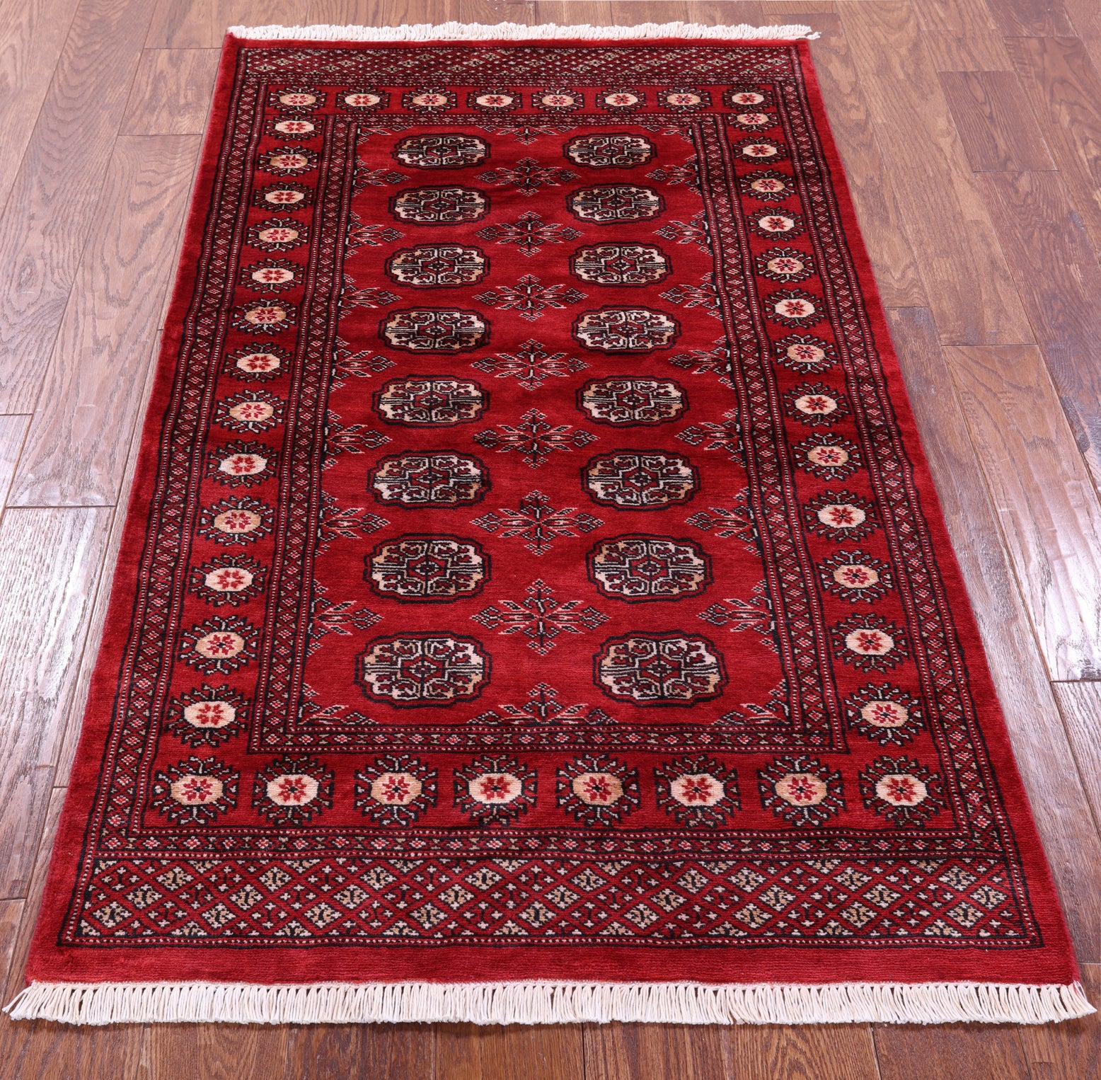 Red Bokhara Handmade Wool Rug - 3' 1" X 5' 3"