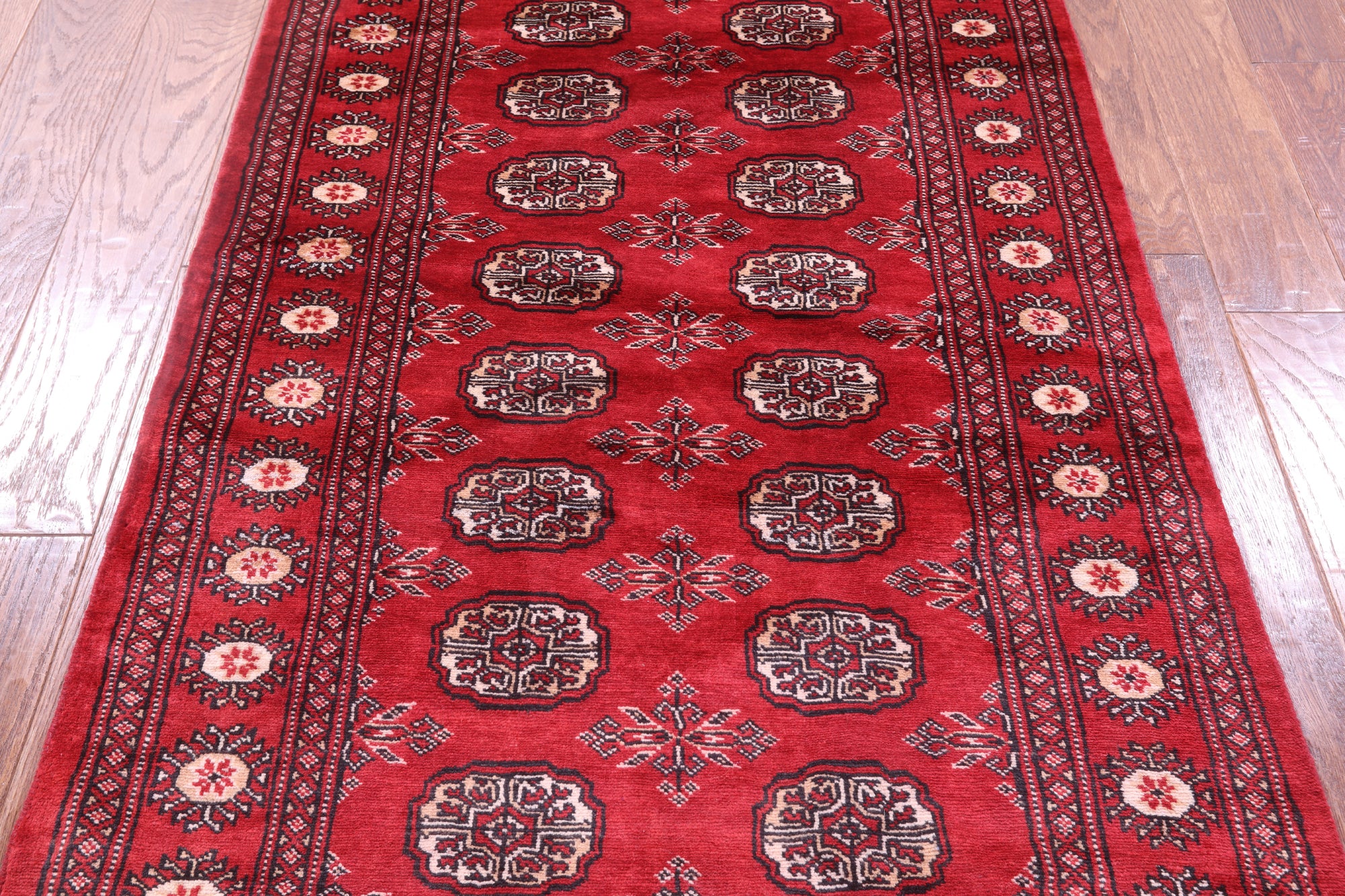 Red Bokhara Handmade Wool Rug - 3' 1" X 5' 3"