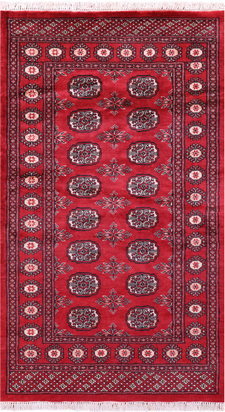 Red Bokhara Handmade Wool Rug - 3' 1" X 5' 3"