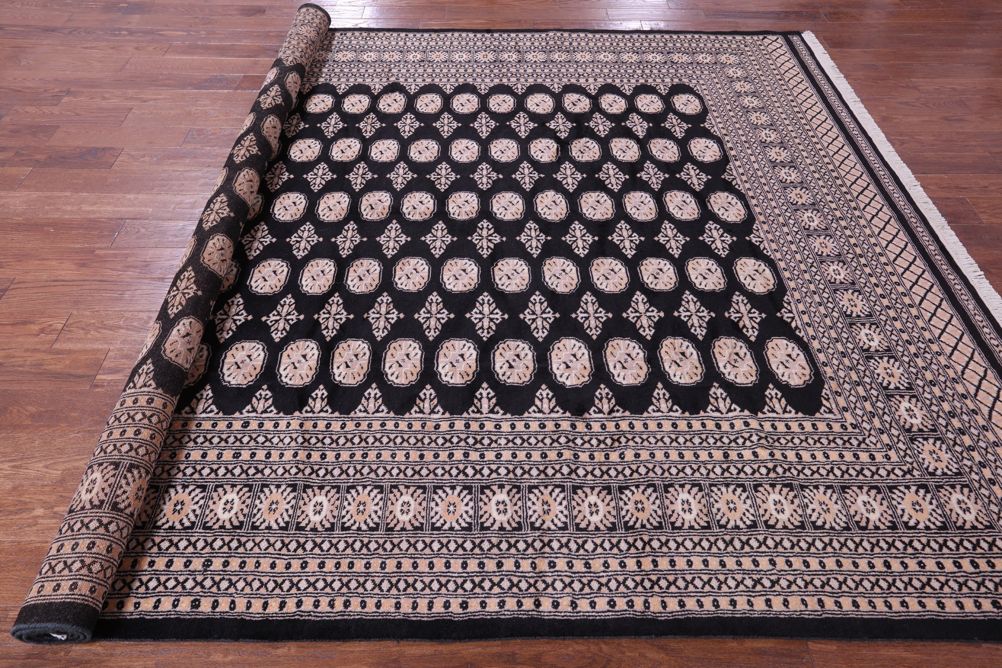 Black Bokhara Hand-Knotted Wool Rug - 8' 2" X 10' 2"