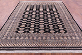 Black Bokhara Hand-Knotted Wool Rug - 8' 2" X 10' 2"