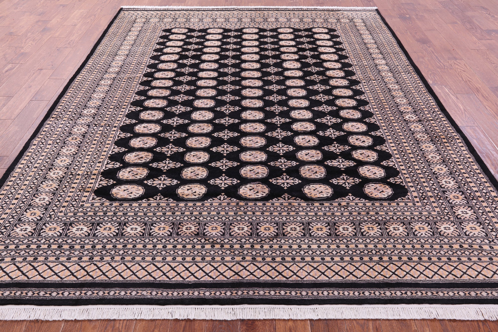 Black Bokhara Hand-Knotted Wool Rug - 8' 2" X 10' 2"