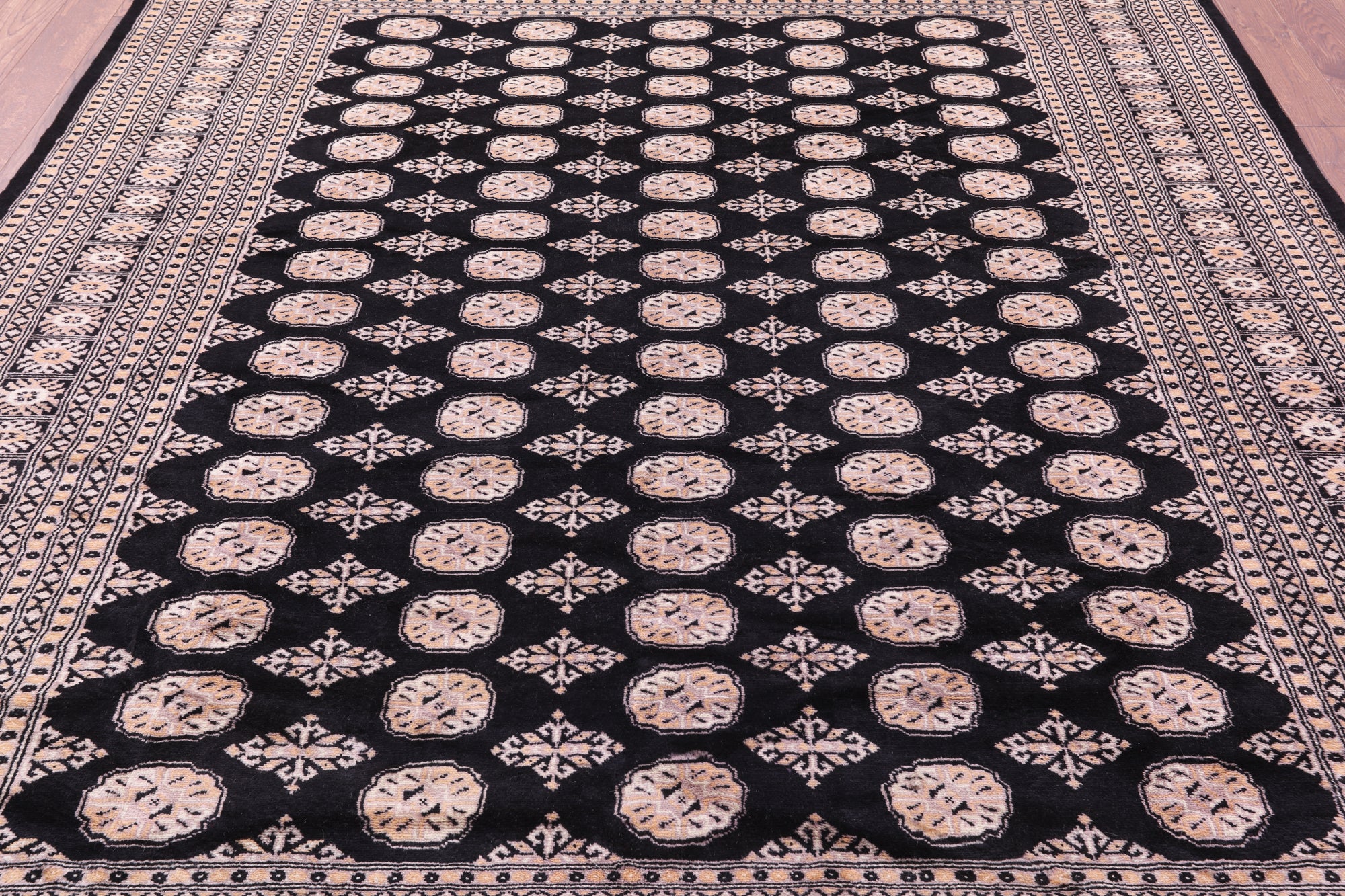 Black Bokhara Hand-Knotted Wool Rug - 8' 2" X 10' 2"